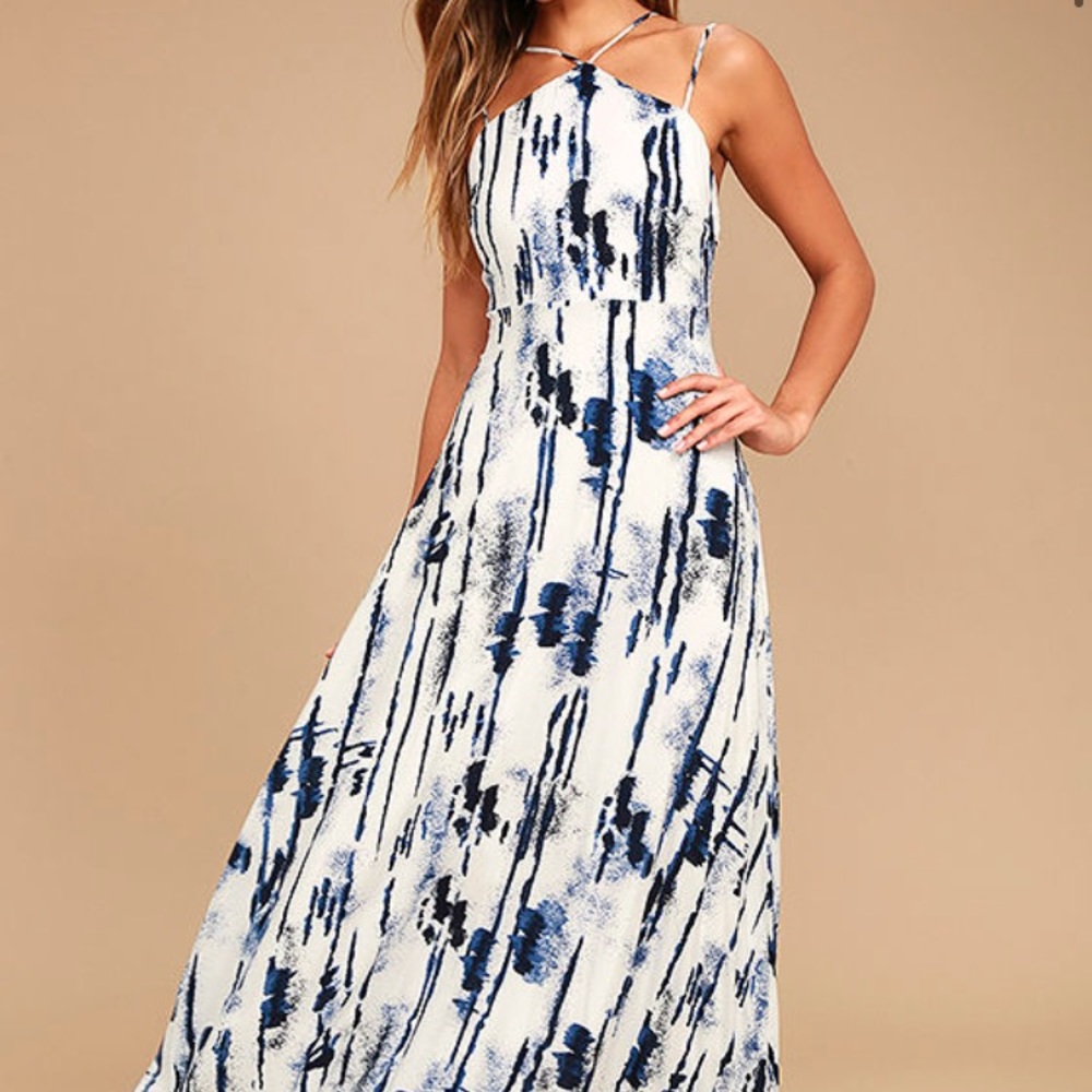 Sea Me Now Blue White Maxi Dress Lulus
